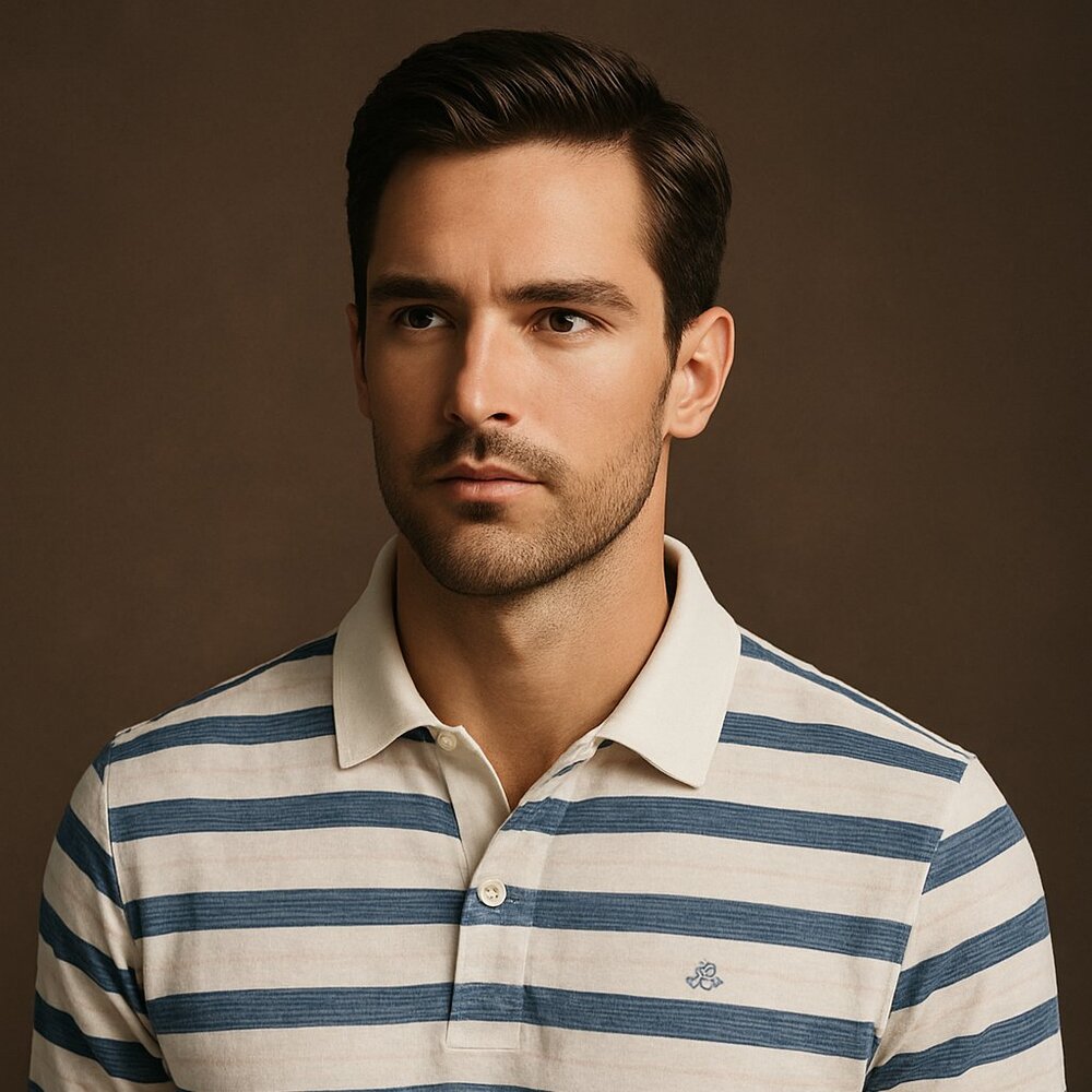 Brooks Brothers Red Fleece Blue & White Striped Polo Shirt - Size M